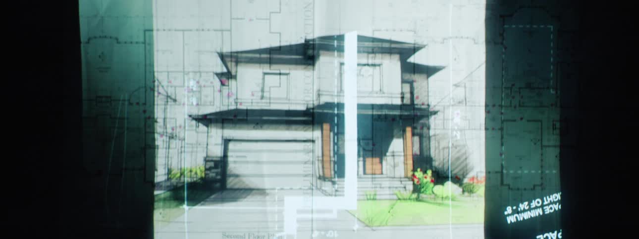 An architectural drawing plan of a building displayed on a monitor screen