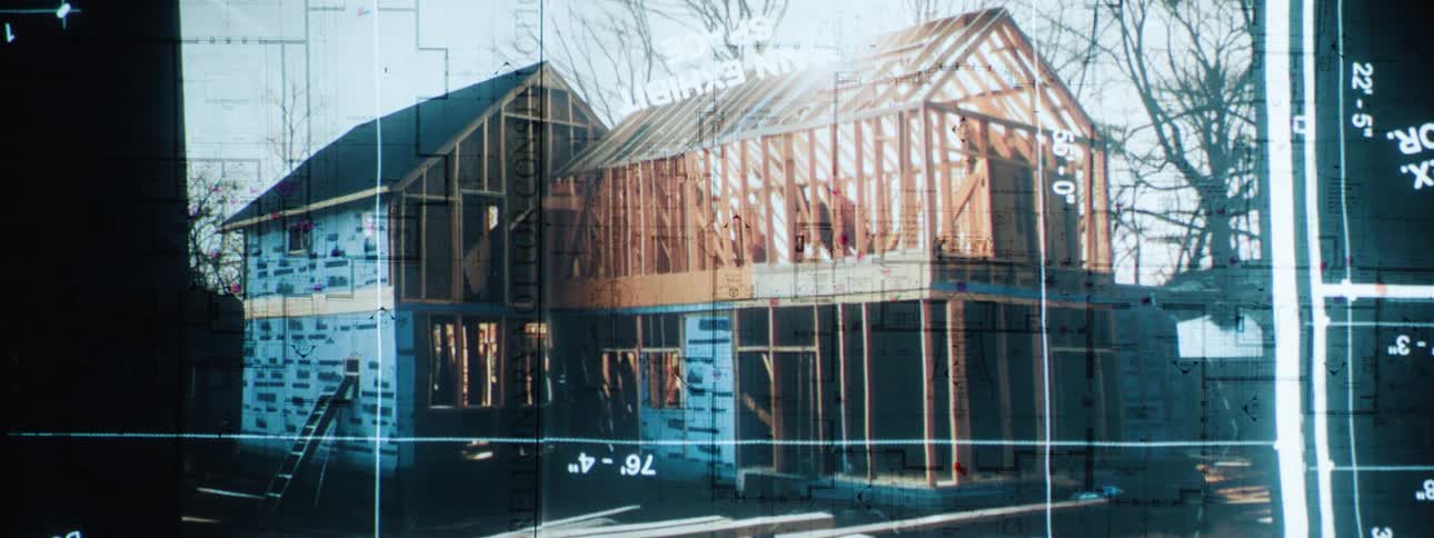 A projection of a house being built