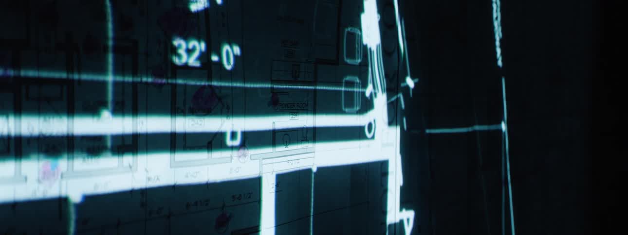 Screen displays a floor plan in black and white