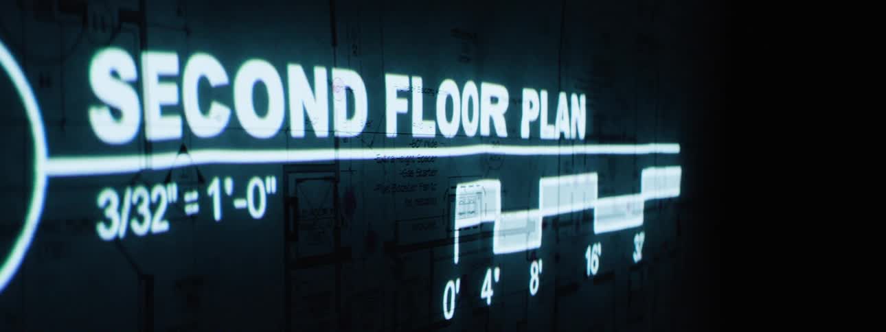 A screen depicting the layout of a second floor