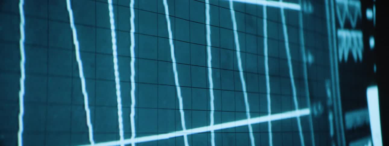 A screen with a blue chart on it