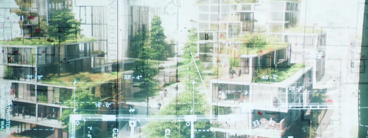 Digital concept plan of condos in an urban area