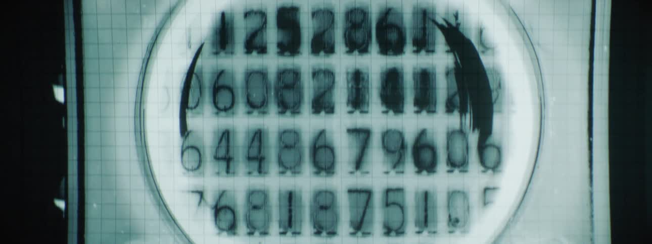 Abstract screen displaying various numbers