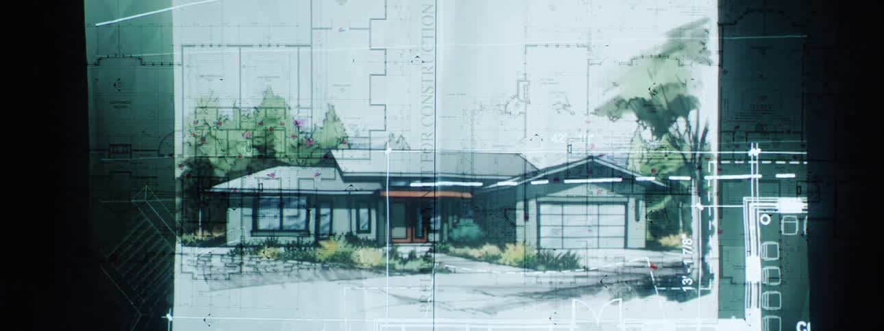 Screen displaying a blueprint of a house