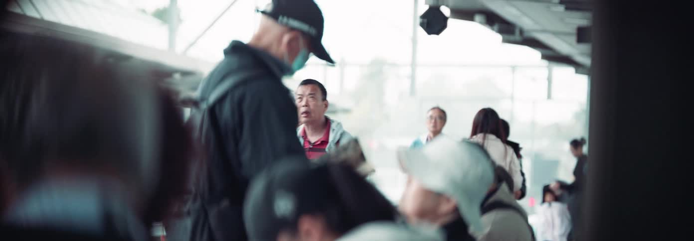 People are waiting for the train