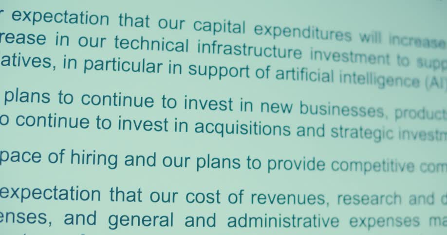 Close up of a device screen featuring text paragraphs of a companys expectations