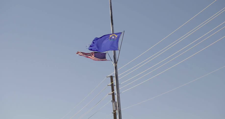 Two flags waving in the wind