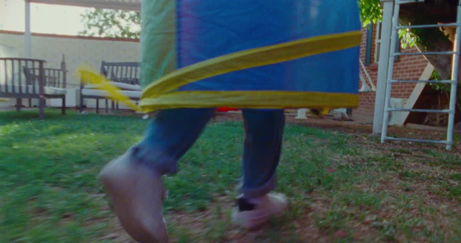 Children run and play in the yard
