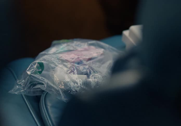 A bag is on the car seat
