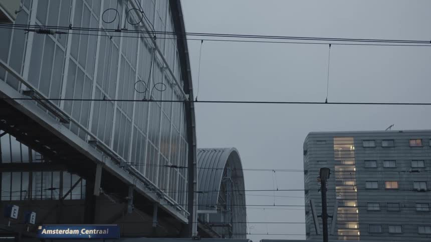 Electrical lines run from the amsterdam metro station
