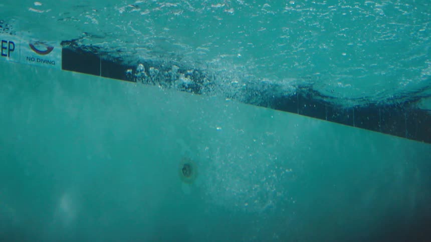Child swimming in a pool