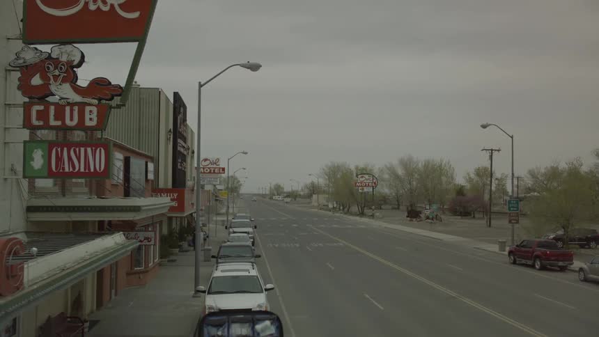 Cars line a street