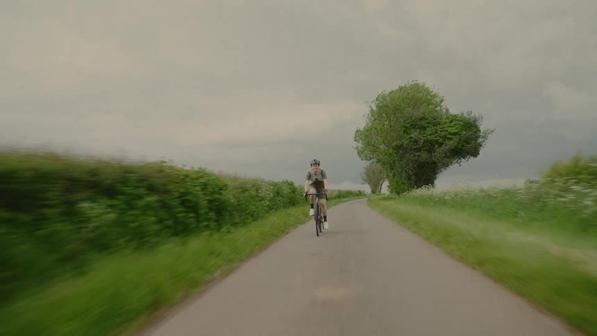 A person is riding their bike on the long trail