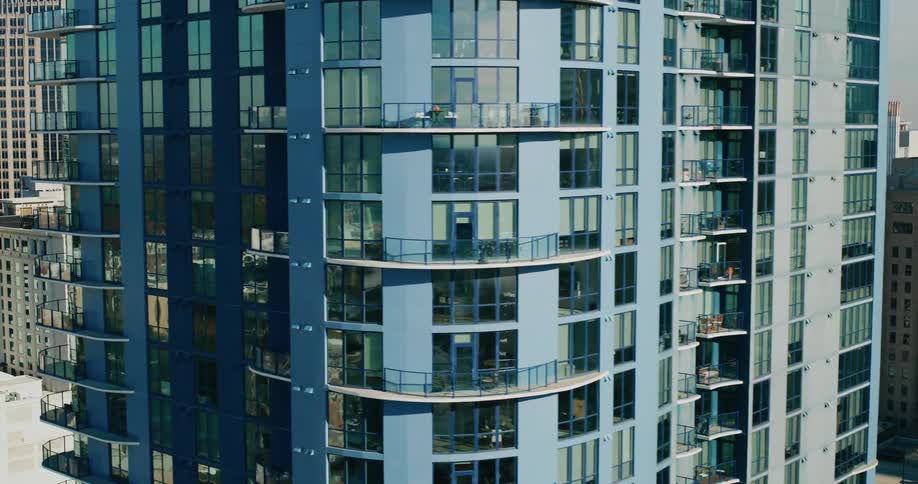 Aerial view of tall modern buildings in a city during daylight