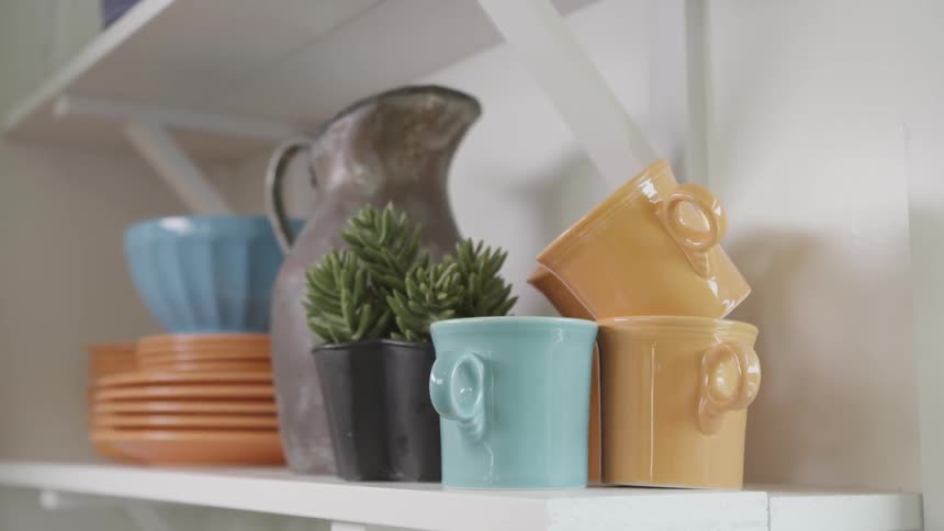 Dishes on a shelf