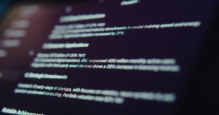Blurred screen shows tech topics focusing on ai cloud infrastructure