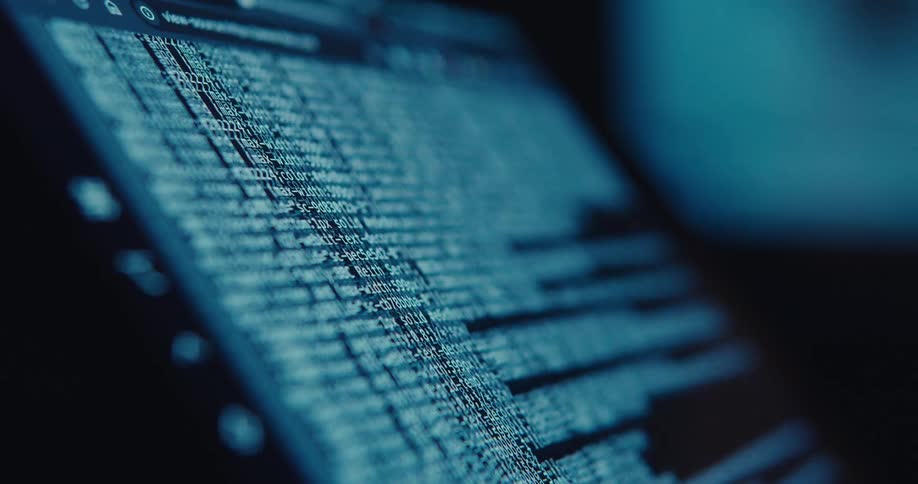 Information scrolls on the computer screen