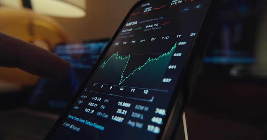A person flips through different graphs on a tablet