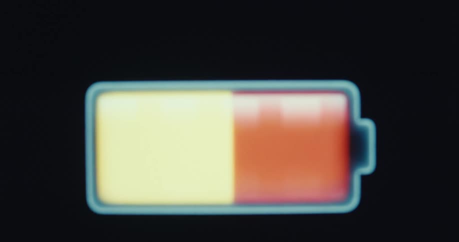 The battery indicator on the phone is moving