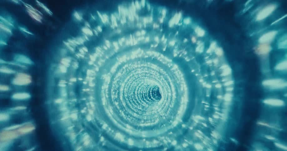 The animation is of a long tunnel full of light