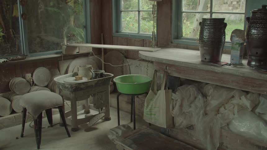 View of the interior of a pottery roomstudio during the day