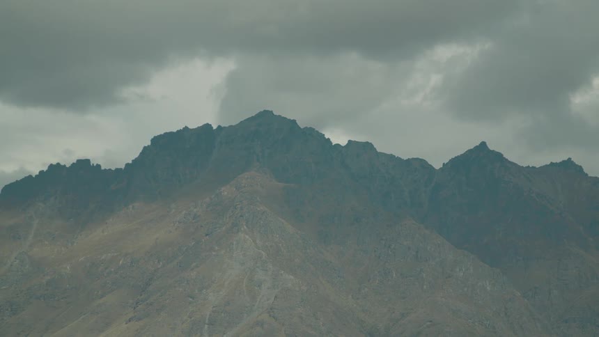 Heavy clouds and fog are on the mountains