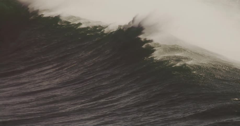 Surfers paddle quickly to get over the crest of a wave before it breaks