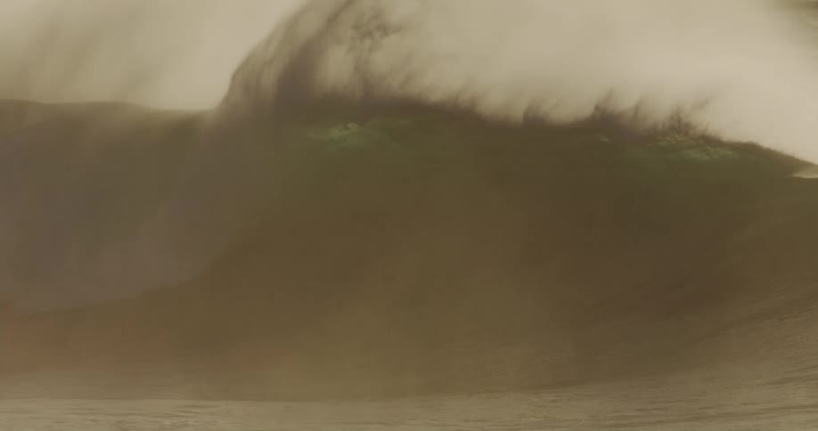 A very tall wave crashes down