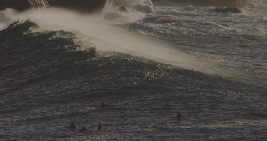 Surfers sit on their boards by the shore