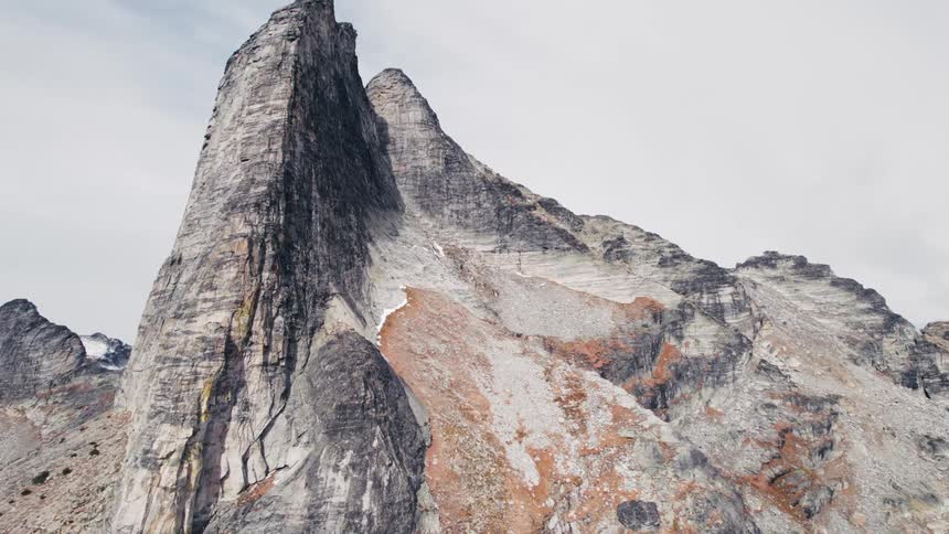 The peak of the mountain is jagged