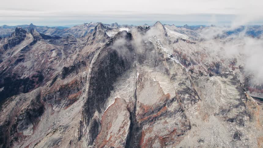 The horizon has many very tall mountains