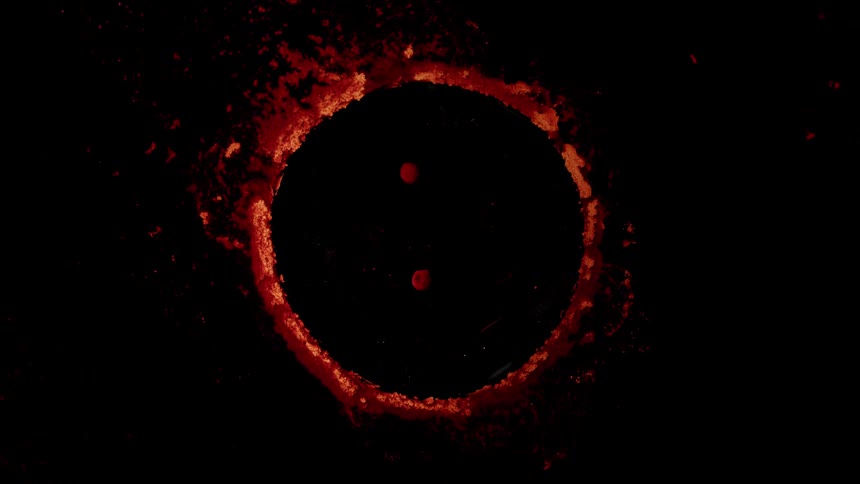A circle of campfire burning in the dark