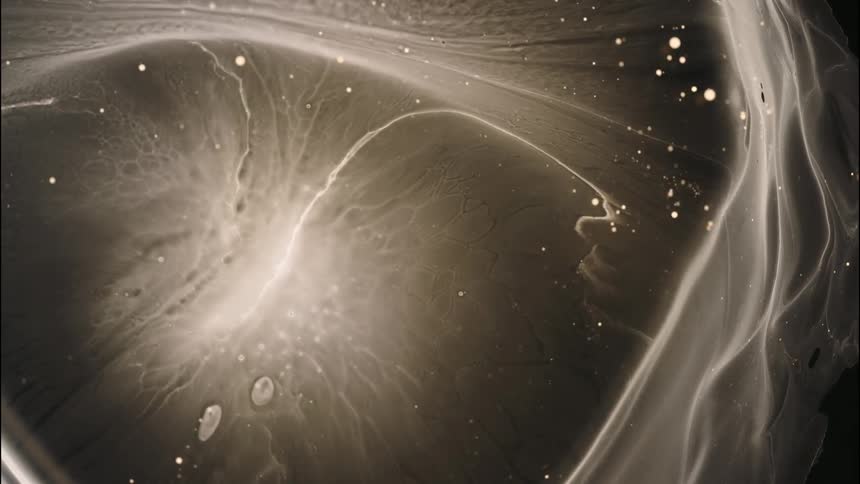 Abstract swirling light and particles in a cosmic or fluidlike scene