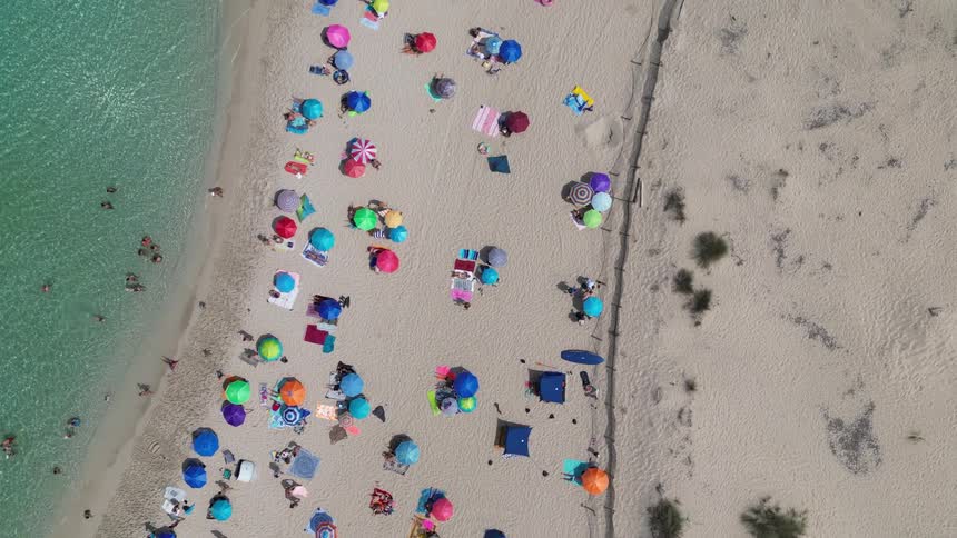 People enjoy the beach and the water on a sunny day