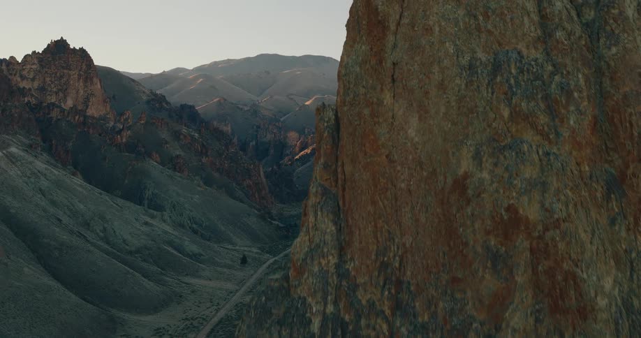 The landscape is full of jagged mountains