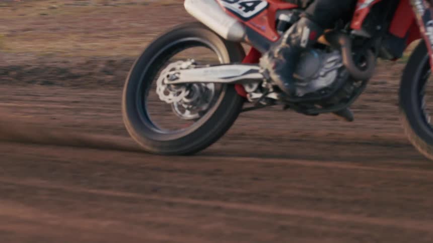 Motocross person making a fast turn