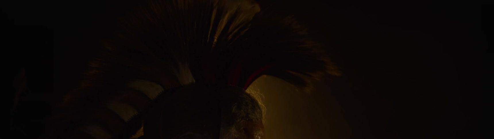 Older native american wears a ceremonial headdress