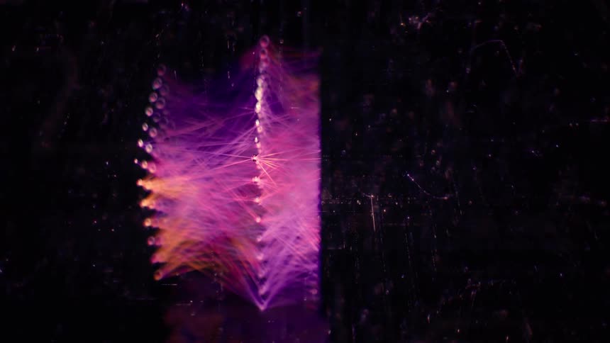 Orbit Shot of a Purple AI Neural Network - Abstract Data Flow - Machine learning - Nodes and Lines