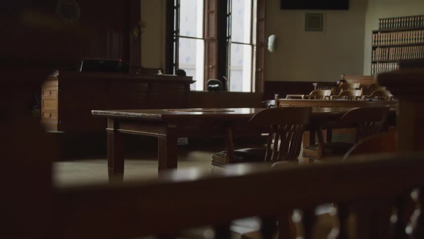 Interior design of a legal courtroom