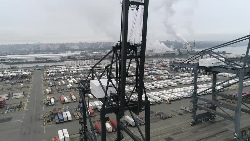 Aerial view of a seaport