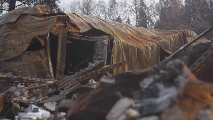 Wreckage with corroded and rusted iron