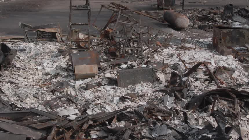 The area is burned and destroyed