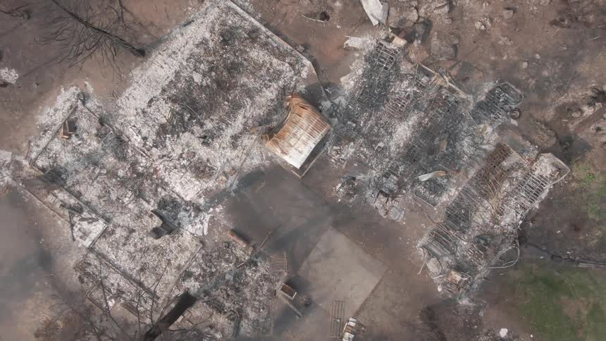 The burned down home is all ash