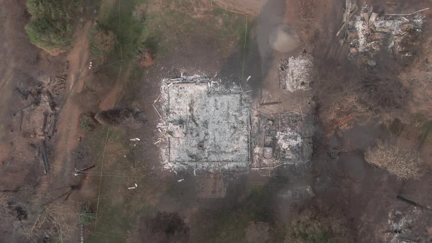 The home is completely burned down