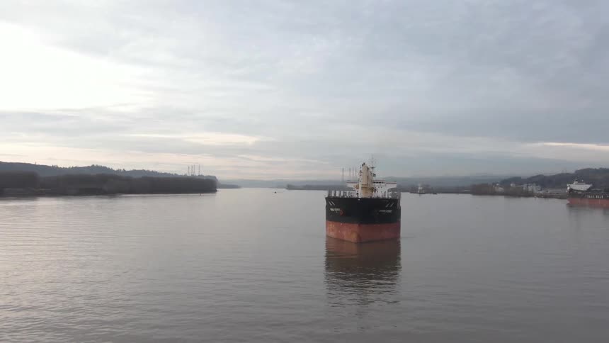 Cargo ships at sea