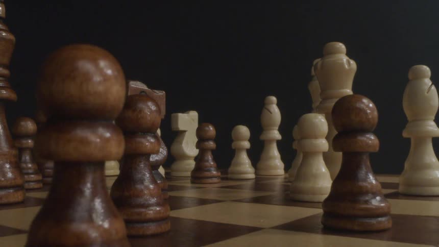 Close up of wooden chess pieces
