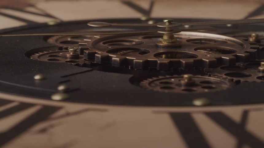Close up of a gear of a classic clock in action