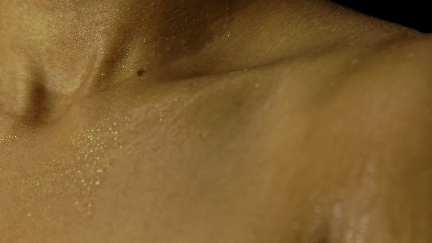 The persons skin is wet