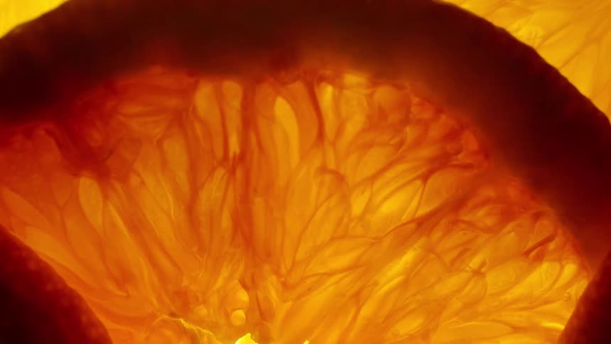 Extreme close up of an orange slice