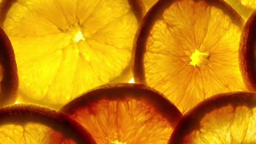 Extreme close up of orange slices